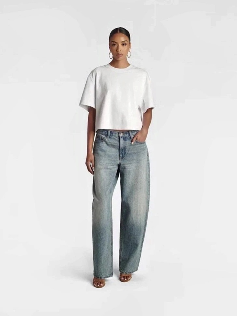 KBB by KAHLANA The Zip Back Jeans Barrel Leg Zip Back Jeans Blue Waist 14 Like